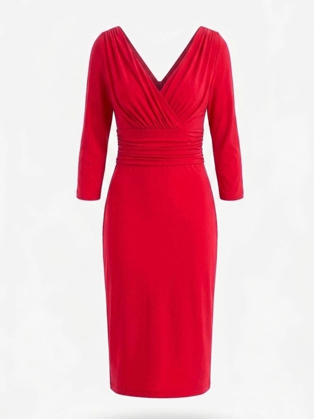 Chiara Boni La Petite Robe Ruched V-Neck Midi Dress IT 44 US 8 M